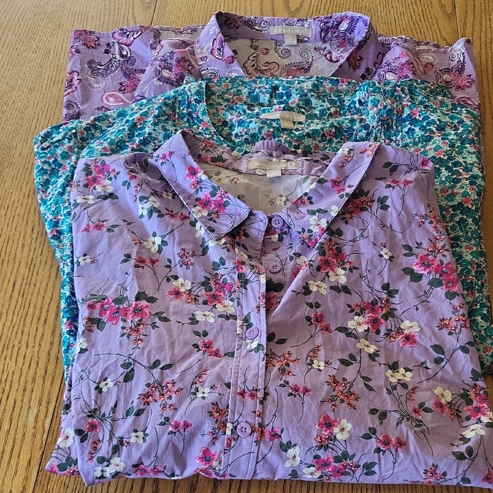 NWOT Bundle Of 3 Woman Within  Floral Blouses